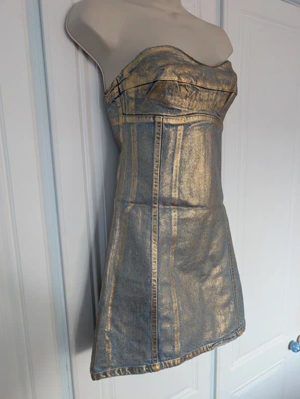 ASOS ASOS denim mini dress in gold size 4
