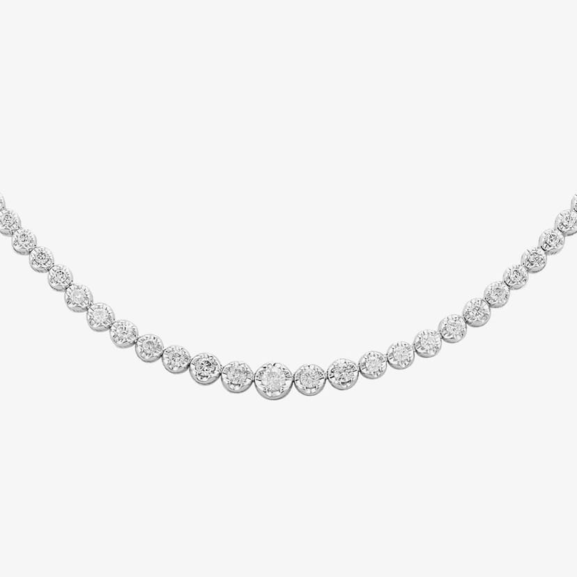 T.H.Baker T.H.Baker Women's 9ct White Gold 3.00ct Diamond Tennis Necklace in Silver - 1