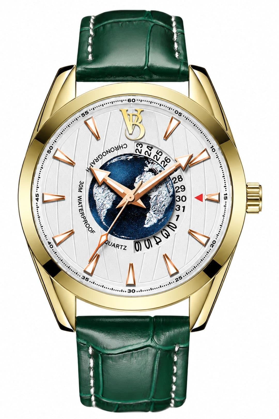 VON BREYER VON BREYER Men's Mens Watch Horizon Analogue Watch with World Map, Green