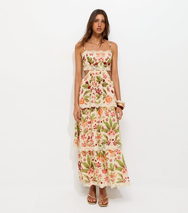 New Look Women's Cream Fruit Print Tiered Maxi Dress New Look - 3