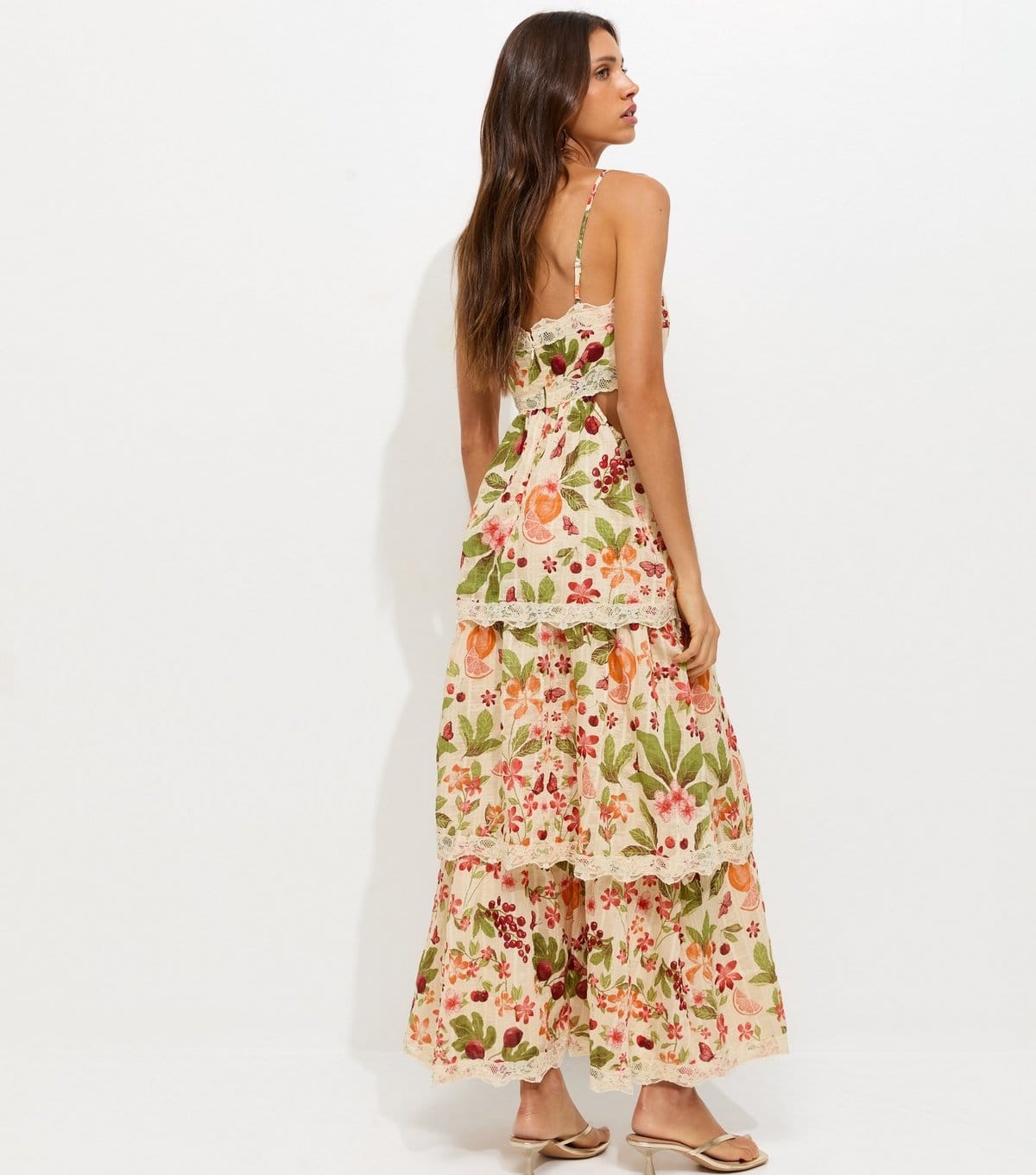 New Look Women's Cream Fruit Print Tiered Maxi Dress New Look - 4
