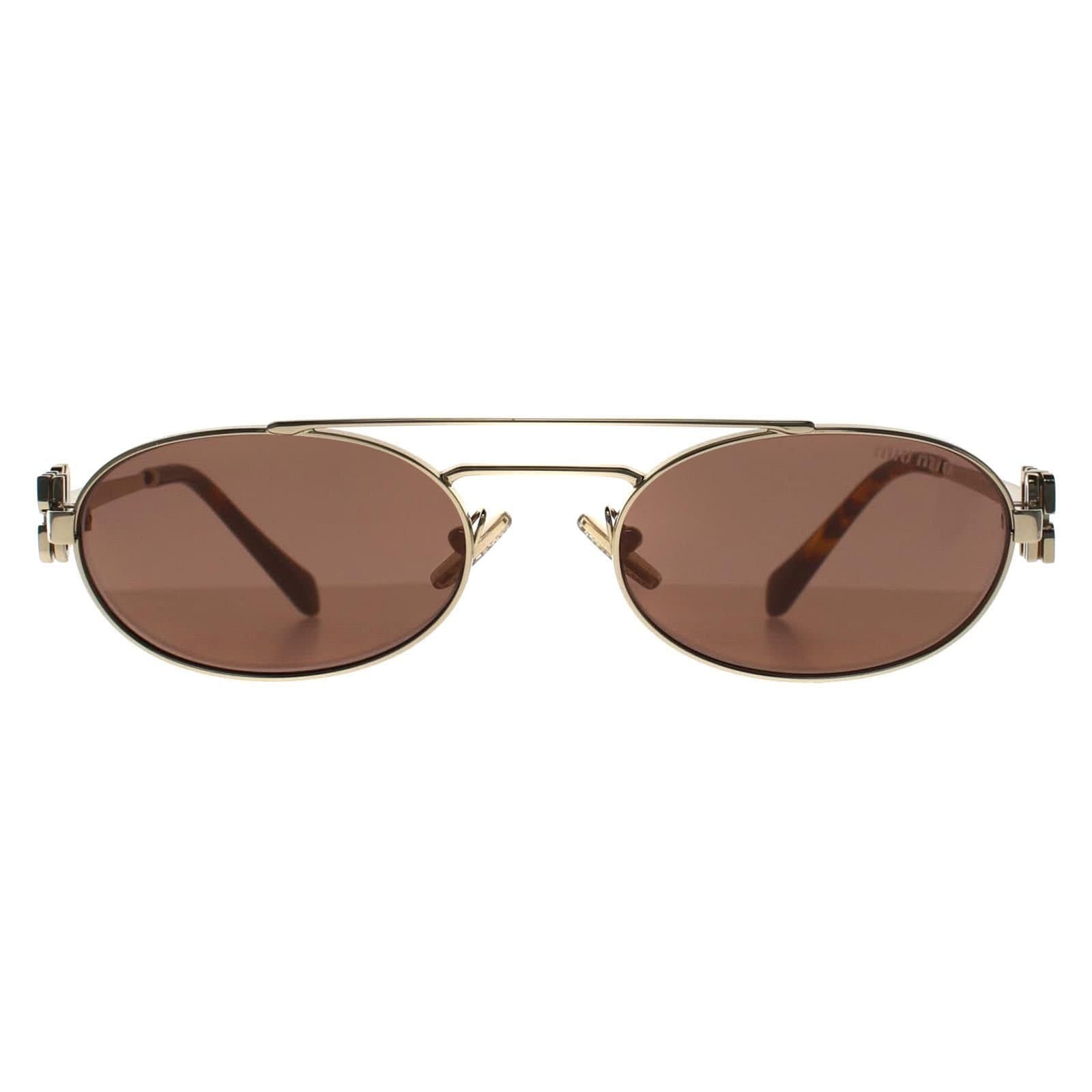 Miu Miu Miu Miu Women's Oval Pale Gold Brown Silver MU 54ZS