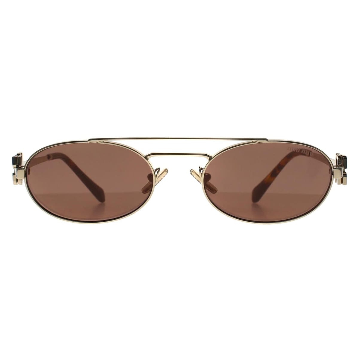 Miu Miu Miu Miu Women's Oval Pale Gold Brown Silver MU 54ZS - 1