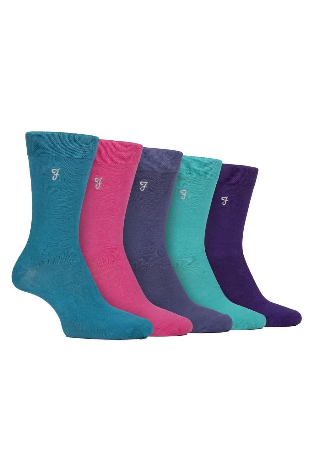 Farah FARAH Men's 5 Pack Bamboo Soft Breathable Socks in Duck Egg Blue