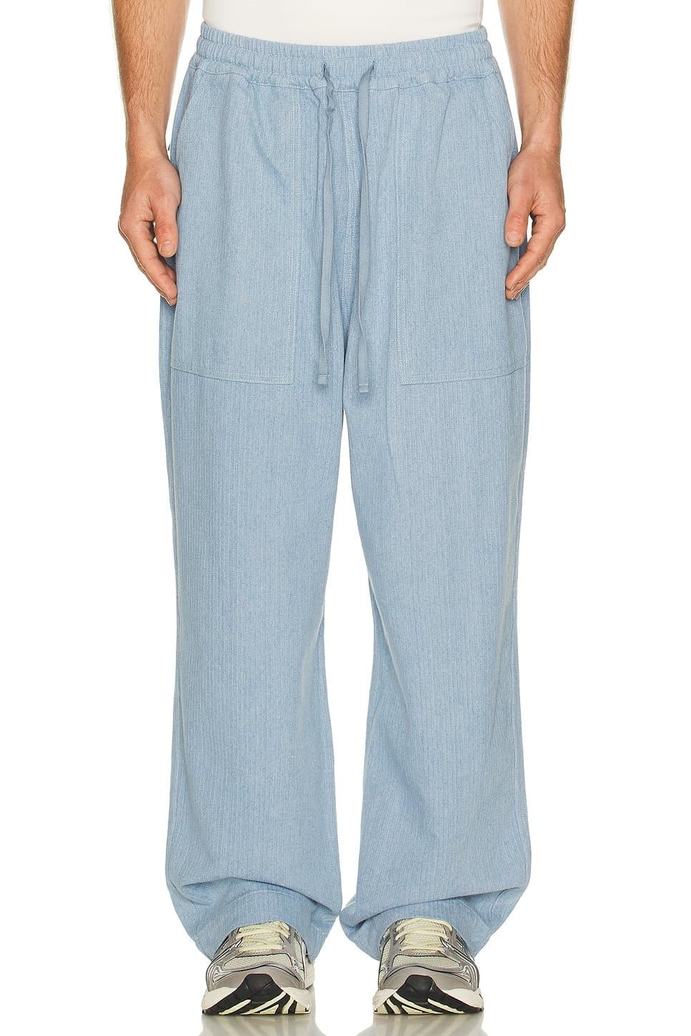 revolve Revolve Light Blue Fatigue Stripe Denim Pants