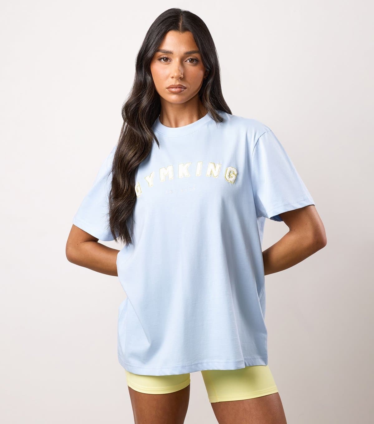 Gym King Gym King Light Blue Logo Appliqued T-Shirt