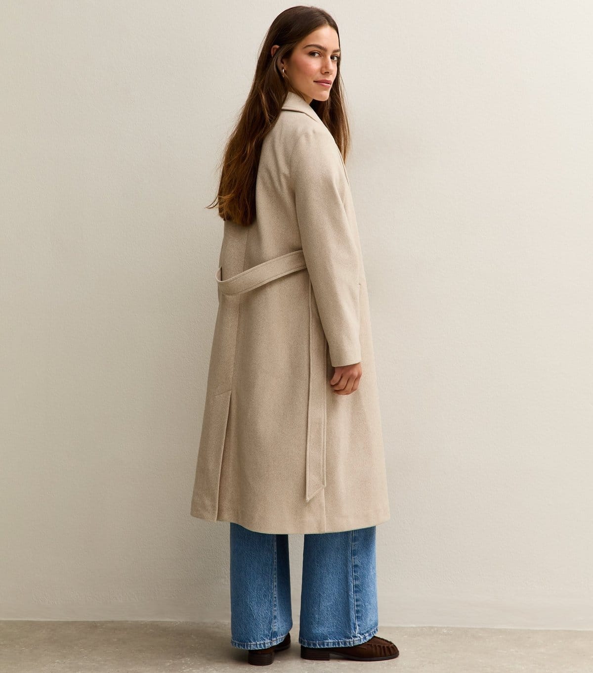 New Look Women's Petite Cream Open Front Longline Belted Coat New Look - 4