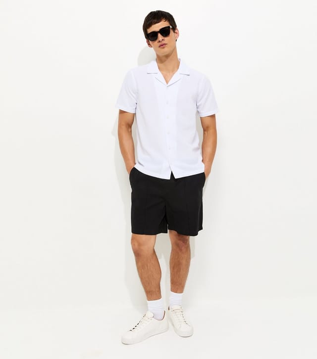 New Look Men's White Short Sleeve Regular Linen Look Shirt New Look - 3