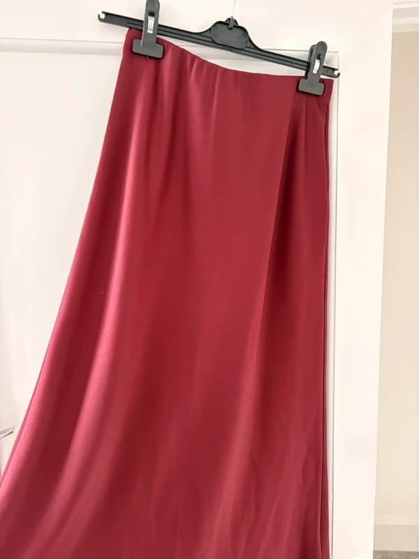 New Look Red Satin Midi skirt