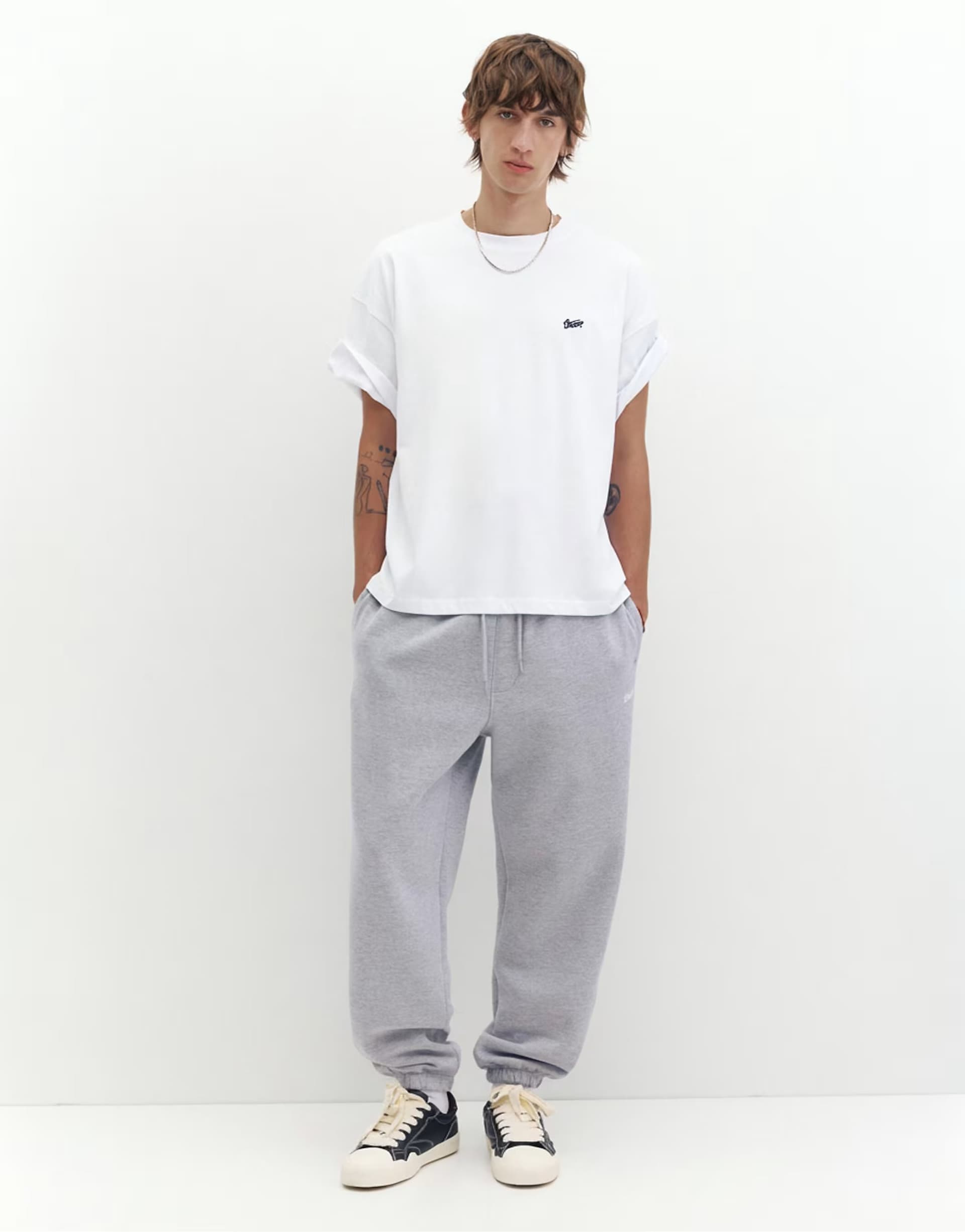 ASOS Pull&Bear Stwd joggers in grey marl