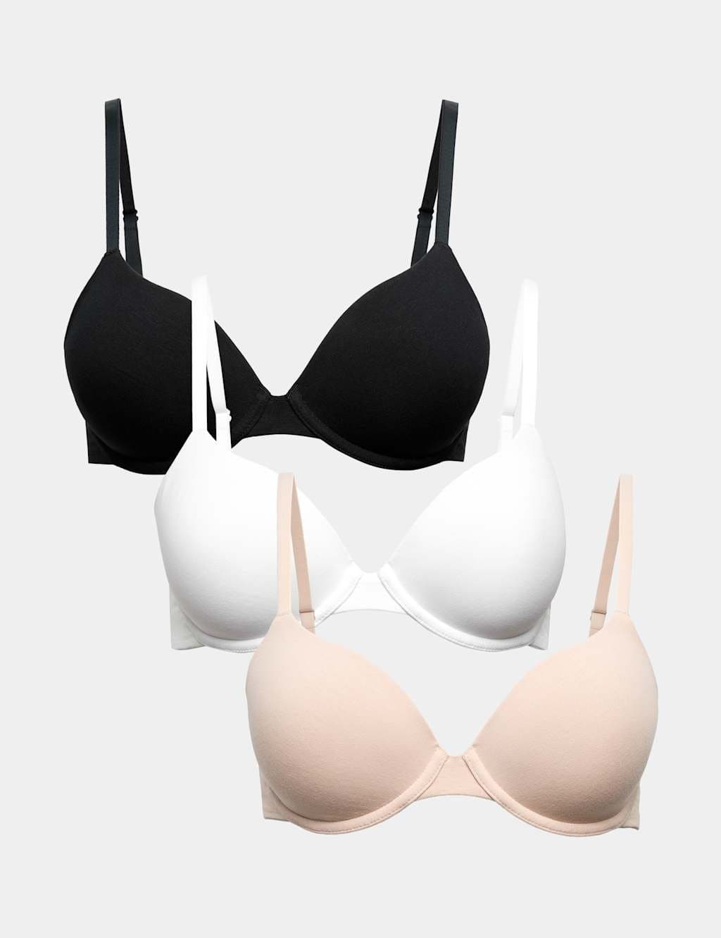 Marks & Spencer M&S 3 Pack Wired Demi Cup T-Shirt Bras (A-E) Opaline Mix