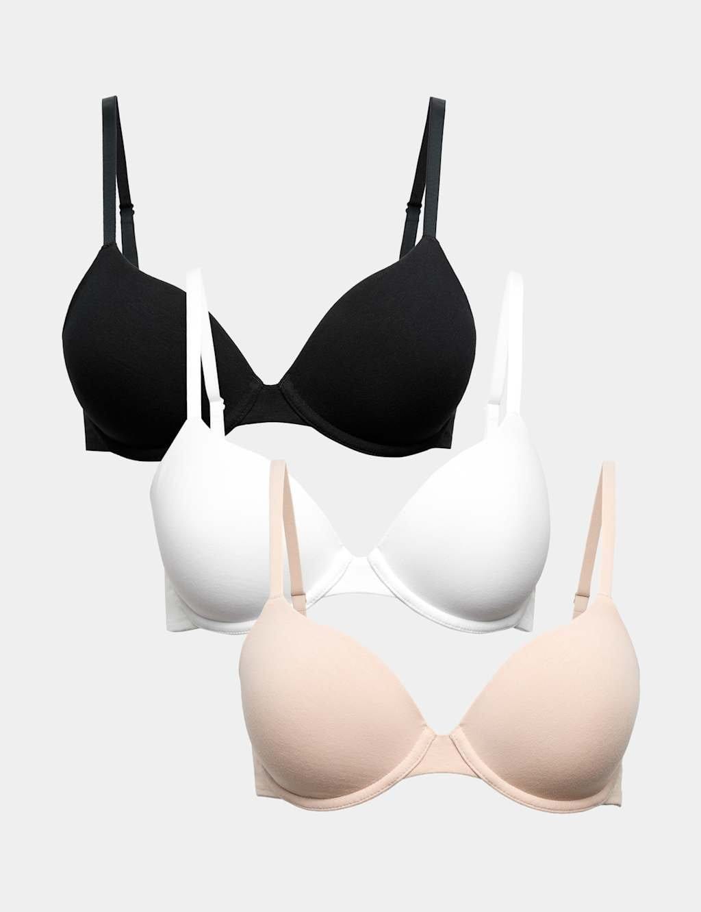 Marks & Spencer M&S 3 Pack Wired Demi Cup T-Shirt Bras (A-E) Opaline Mix - 1