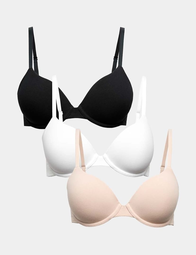 Marks & Spencer M&S 3 Pack Wired Demi Cup T-Shirt Bras (A-E) Opaline Mix - 1