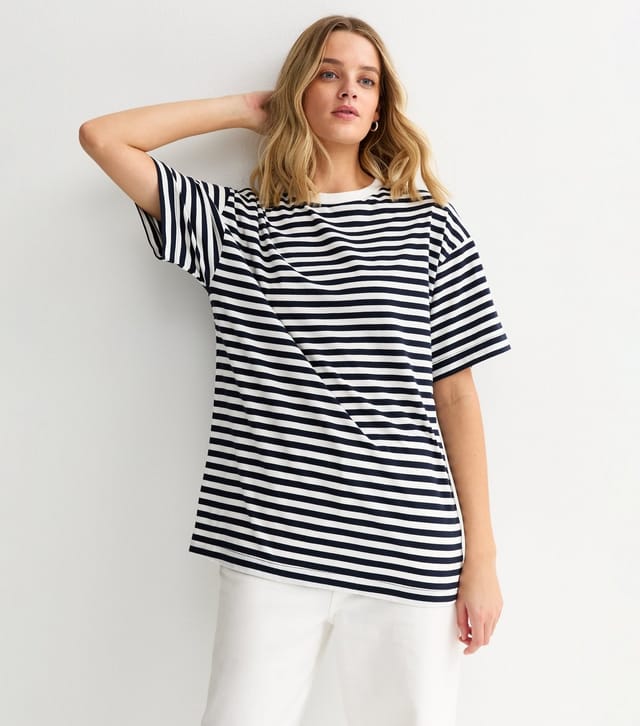 New Look Women's Blue Striped Oversized T-Shirt New Look - 2