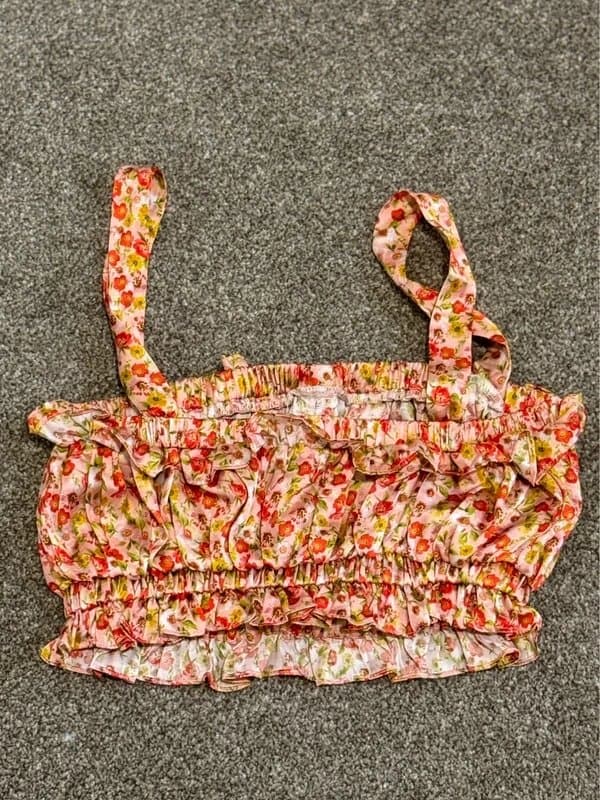 Topshop Topshop Floral Frill Crop Top Size UK 8 Cottagecore Y2K