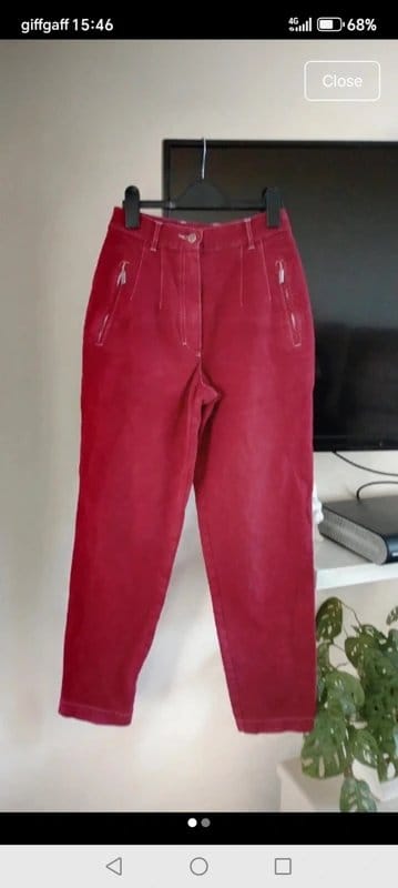 Vintage Dressing size 8 burgundy red tousers zip pocket details new - 1