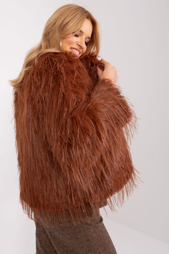 Love Lace Love Lace Women's Fur Trim Lined Transitional Hook Jacket in Orange - 2