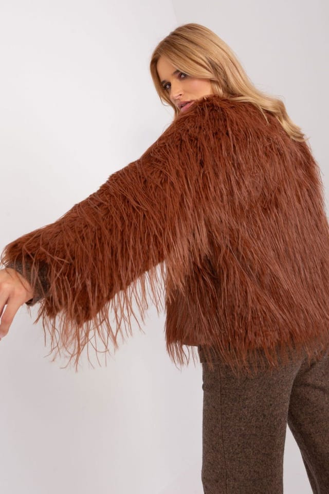 Love Lace Love Lace Women's Fur Trim Lined Transitional Hook Jacket in Orange - 3