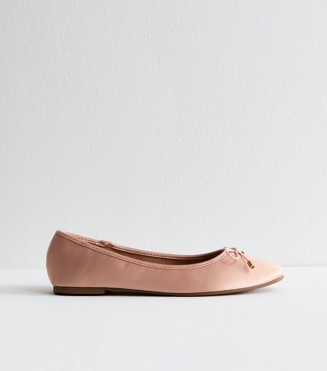New Look Women's Pink Satin Ballet Flats Vegan New Look - 3