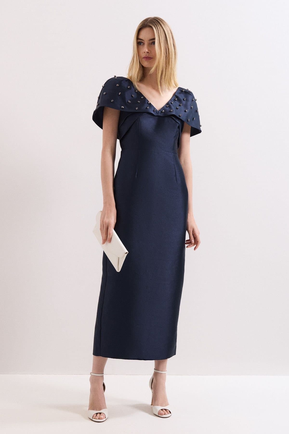 Phase Eight Phase Eight Women's Erina Satin Midi Dress in Dark Navy