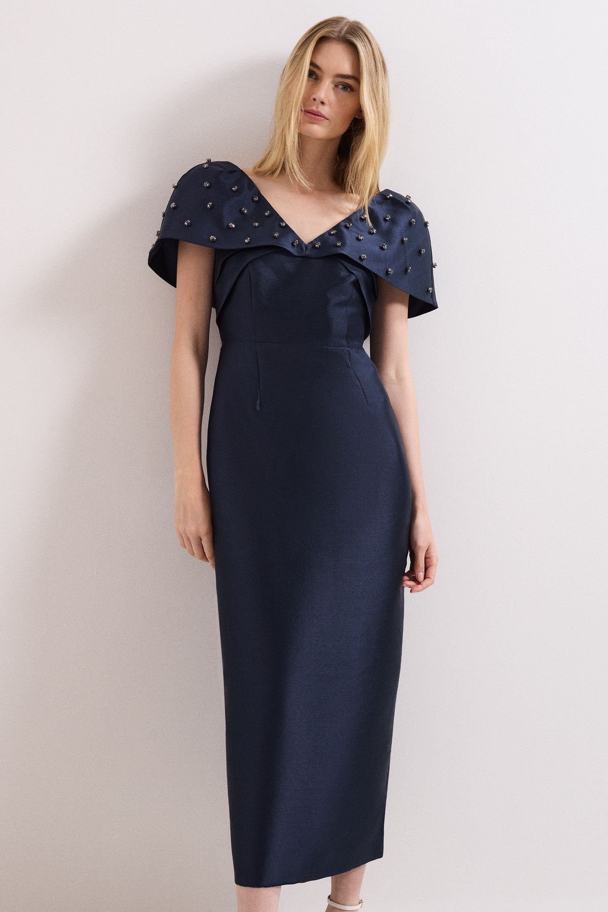 Phase Eight Phase Eight Women's Erina Satin Midi Dress in Dark Navy - 3