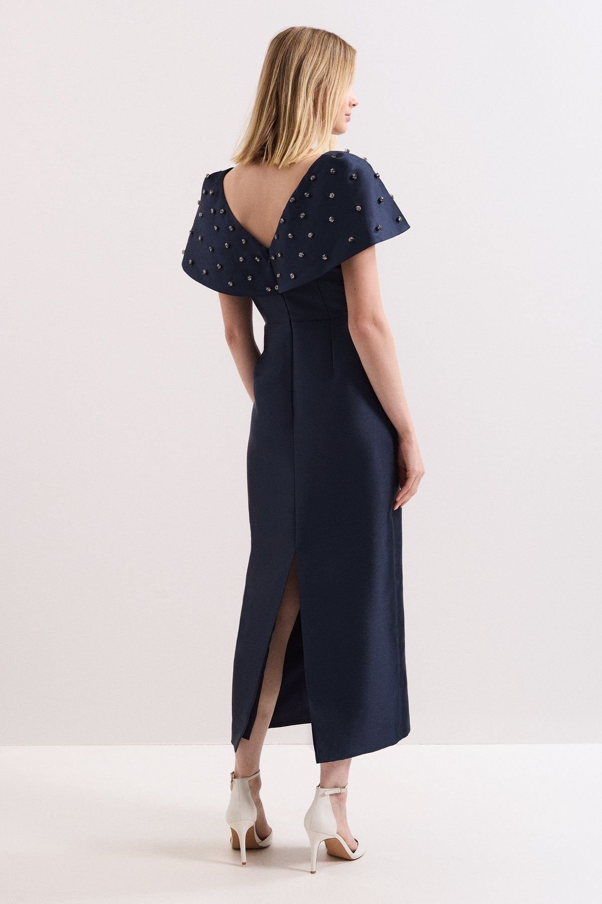 Phase Eight Phase Eight Women's Erina Satin Midi Dress in Dark Navy - 4