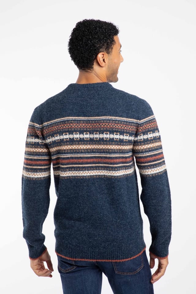 Weird Fish Weird Fish Men's Orson Fair Isle Crew Neck Jumper in Midnight - 3