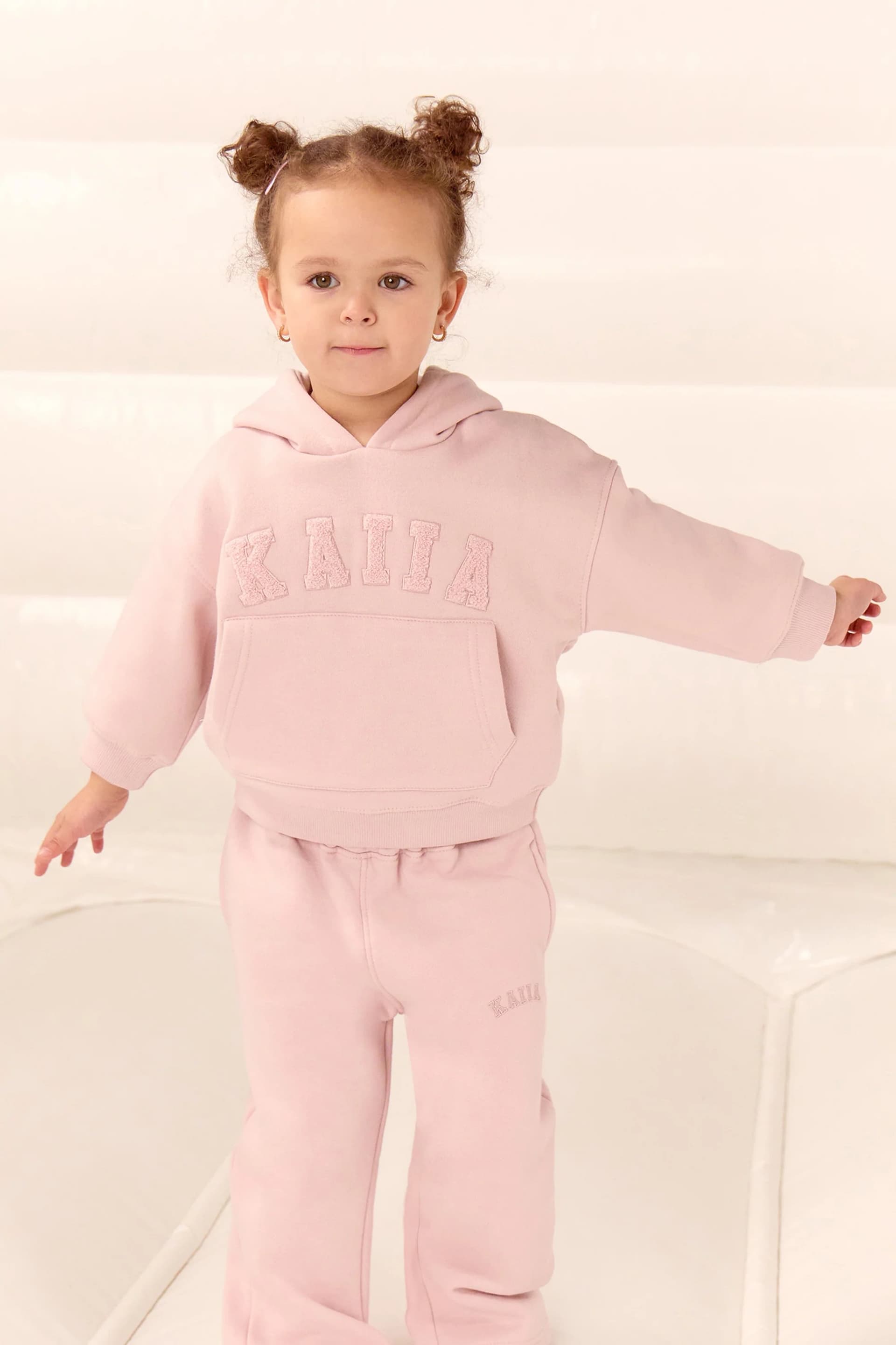Kaiia Kaiia Kids Slogan Oversized Hoodie Pink Chai