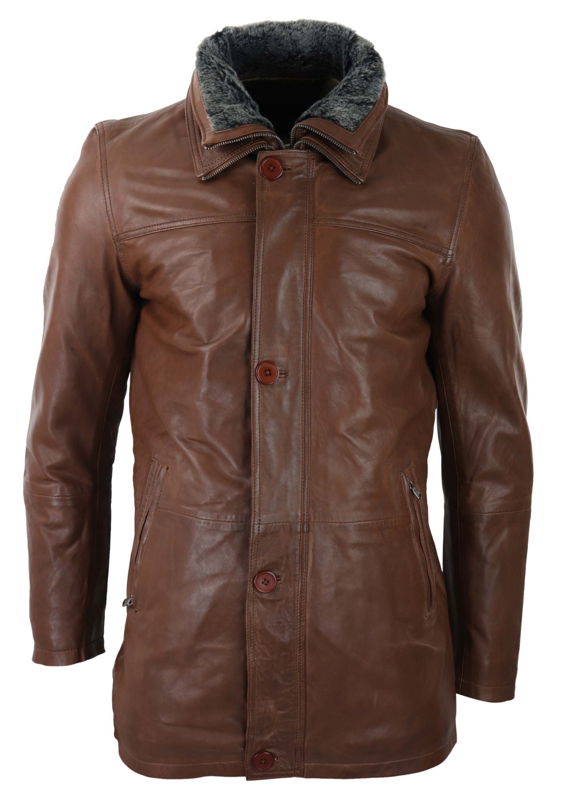 TruClothing TruClothing Men's 3/4 Long Safari Button Cover Coat in Tan - 2