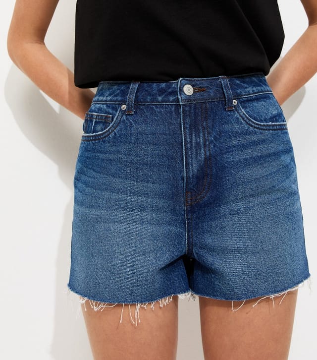 New Look Women's Dark Blue Wash Mom Denim Shorts New Look - 2
