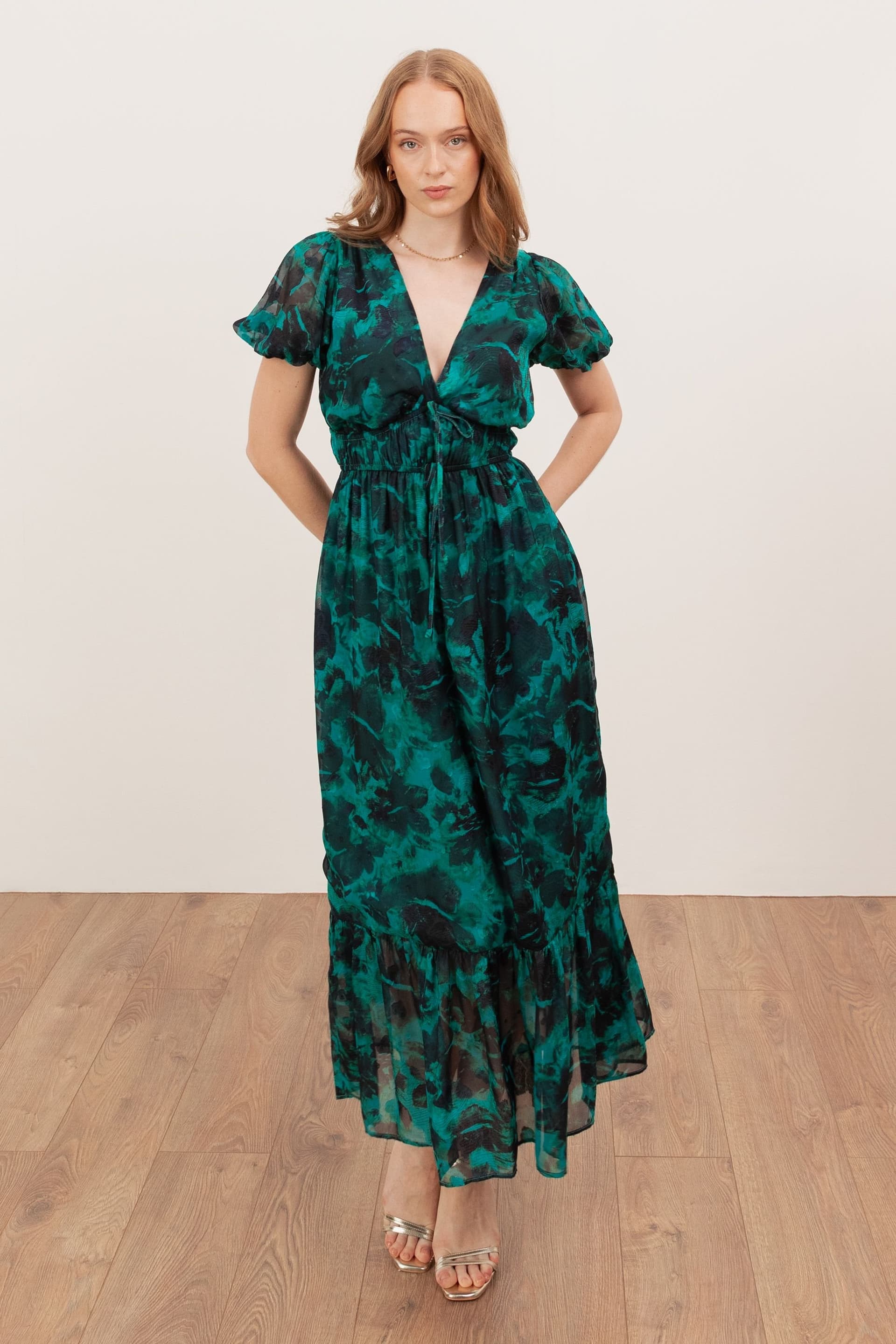 Lovedrobe Lovedrobe Women's Short Sleeve Tie Detail Midaxi Dress