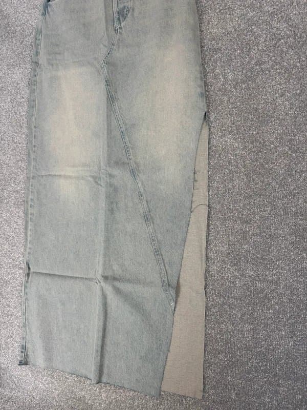 Topshop Brand New ASOS Topshop Blue Denim Maxi Skirt | Size 8 | Raw Hem Side Split | RRP: £45