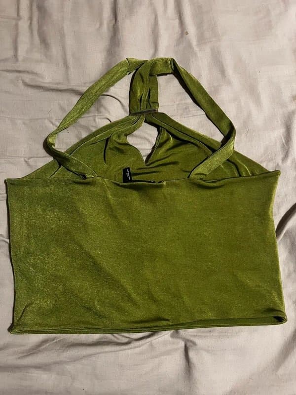 ASOS Design Slinky halter top in olive