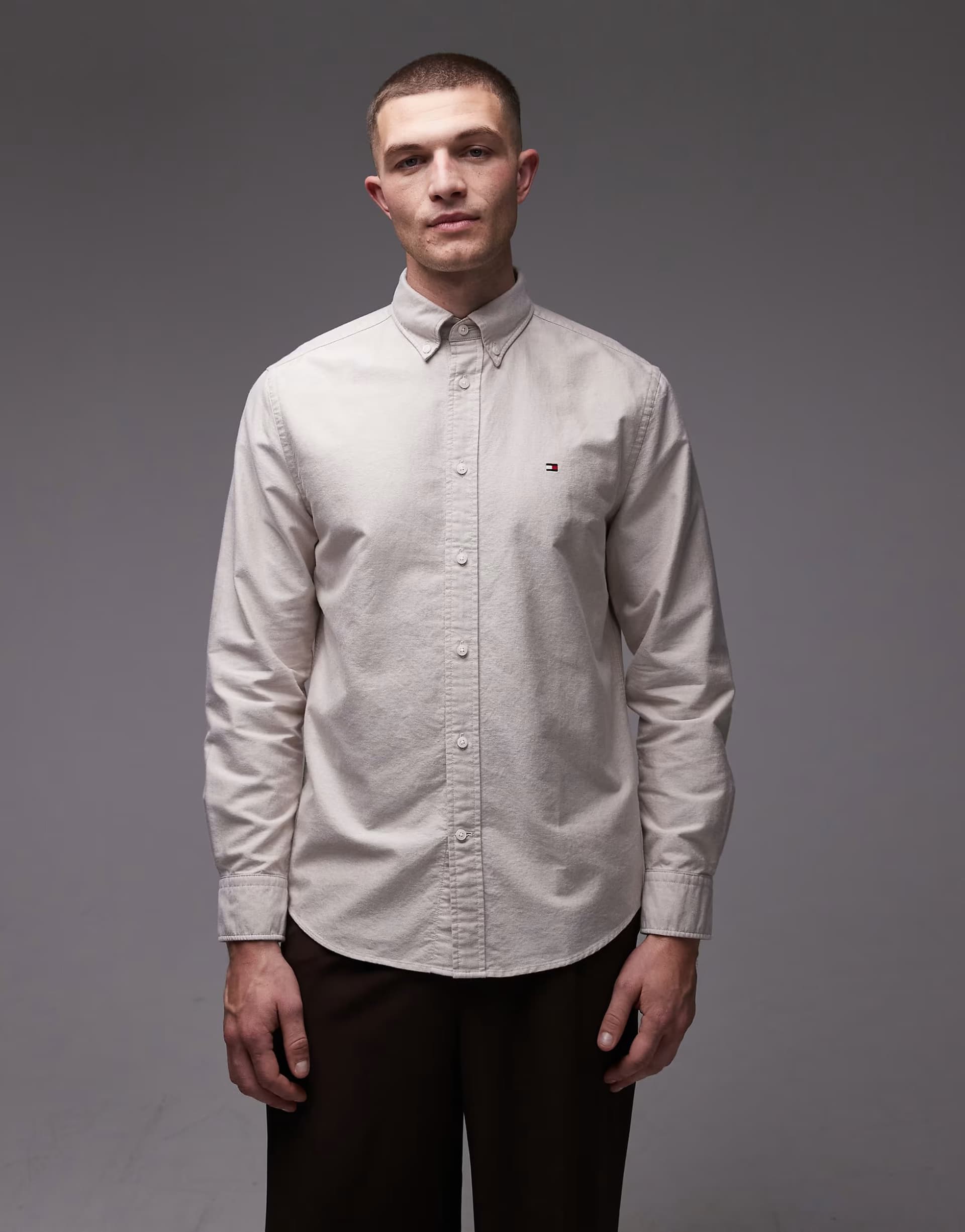 ASOS Tommy Hilfiger Beige Heritage Oxford Long Sleeve Shirt