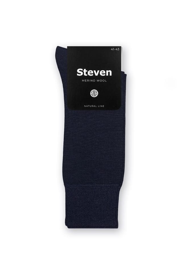 Steven Steven Men's Warm Soft Merino Wool Ribbed Dress Socks in Navy - 2