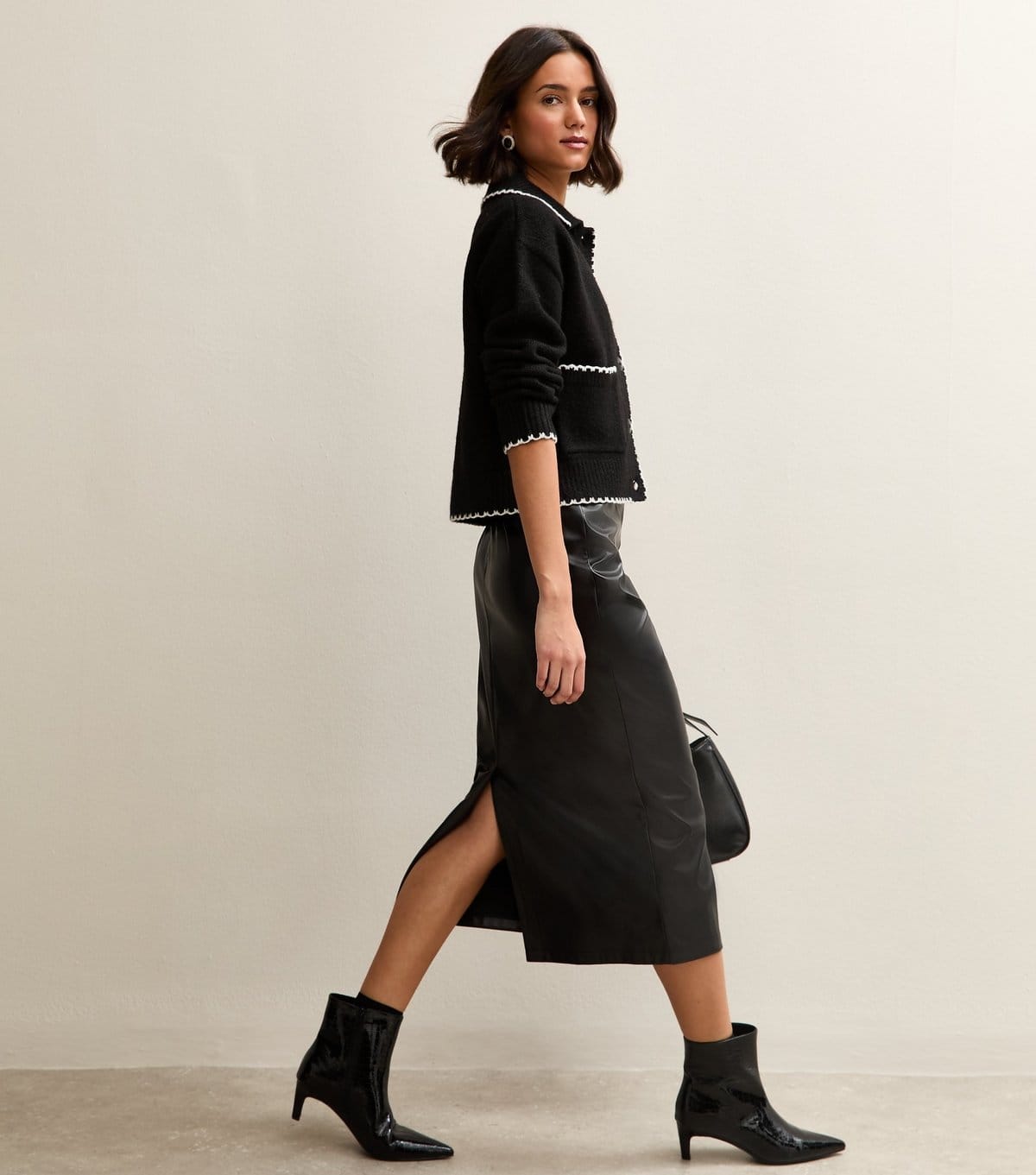 New Look Black Faux Leather Pencil Skirt