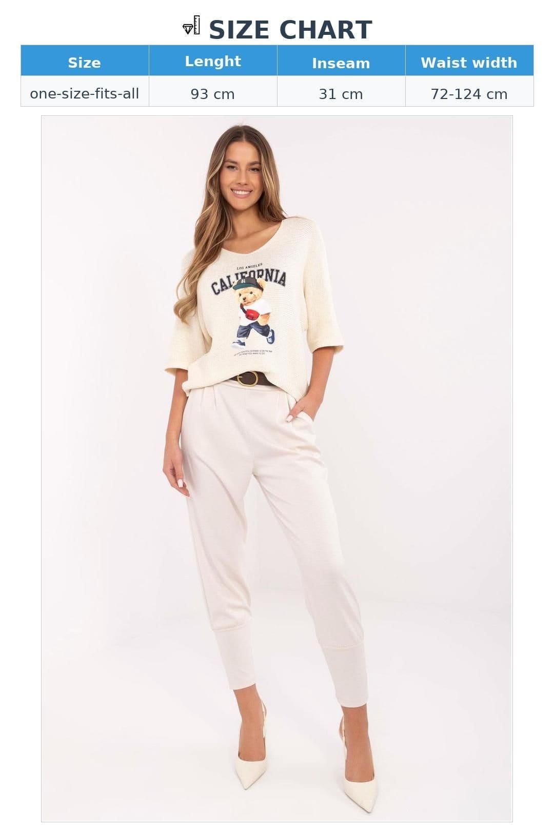 Love Lace Love Lace Women's Elegant High Waist Sweatpants with Rib Cuffs in Beige - 4