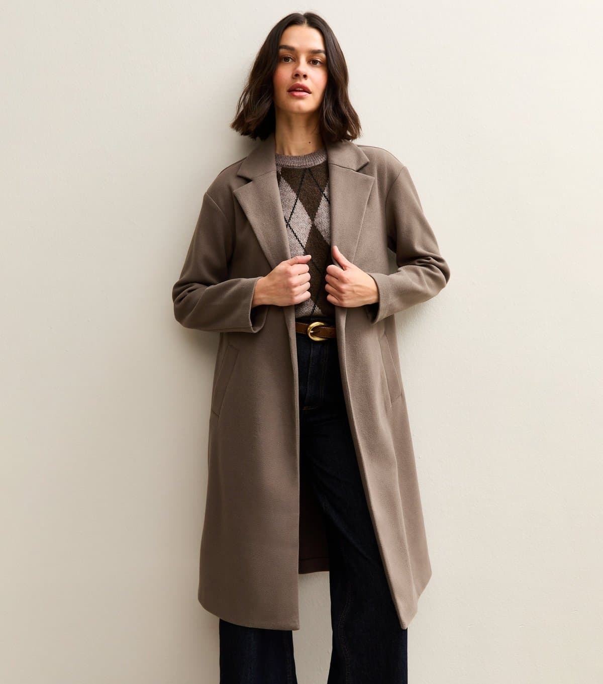 New Look Women's Mink Open Front Longline Coat New Look