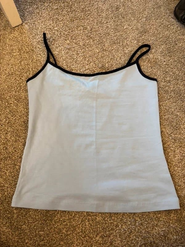 Bershka Pale blue and navy contrast cami top