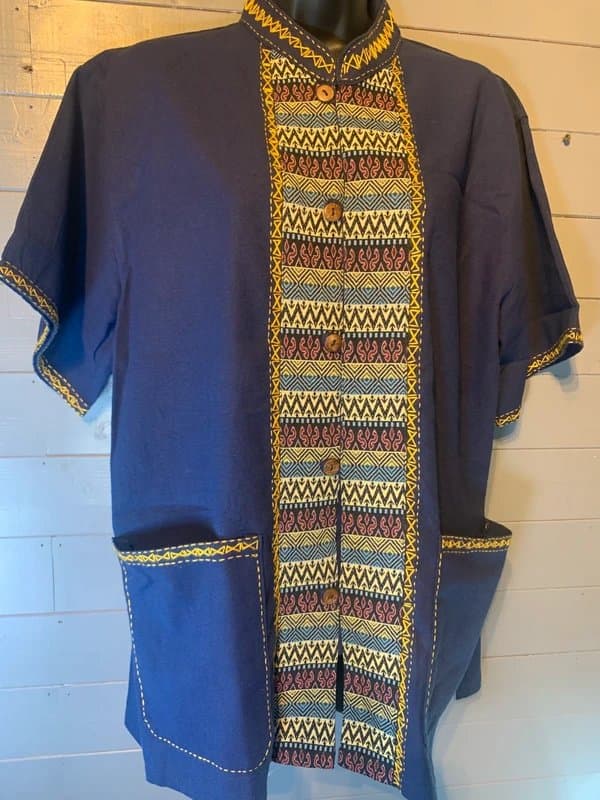 The Unbranded Brand Quality Thai navy cotton boho jacket