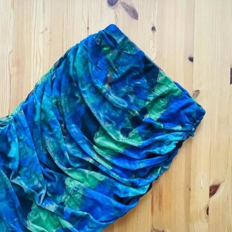 Topshop Topshop green/blue printed gathered tulle skirt Size 6