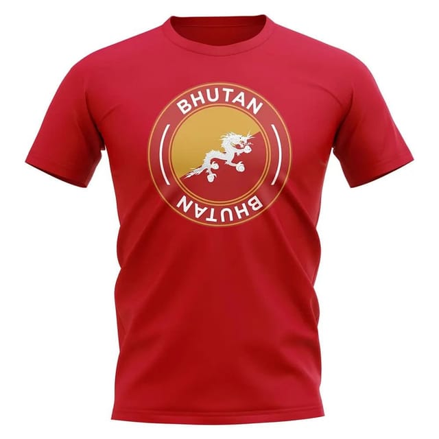 Bhutan Bhutan Men's Personalised Football Badge T-Shirt in Red - 2