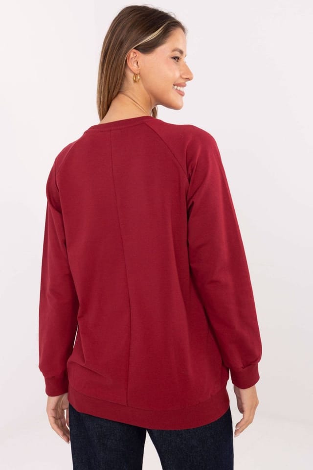 Love Lace Love Lace Women's Soft Cotton Elastane Embroidered Sweatshirt Style 219436 in Burgundy - 3
