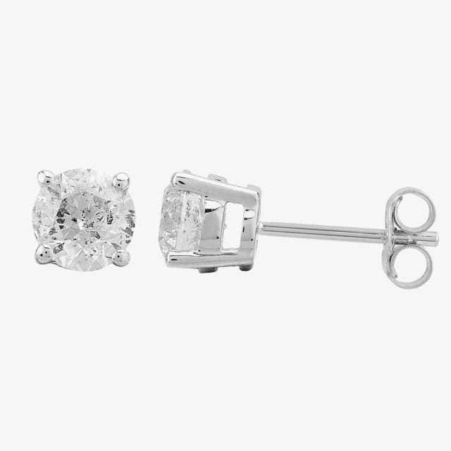 T.H.Baker T.H.Baker Women's 18ct White Gold 2.00ct Diamond Solitaire Stud Earrings TH0132746 in Silver - 3