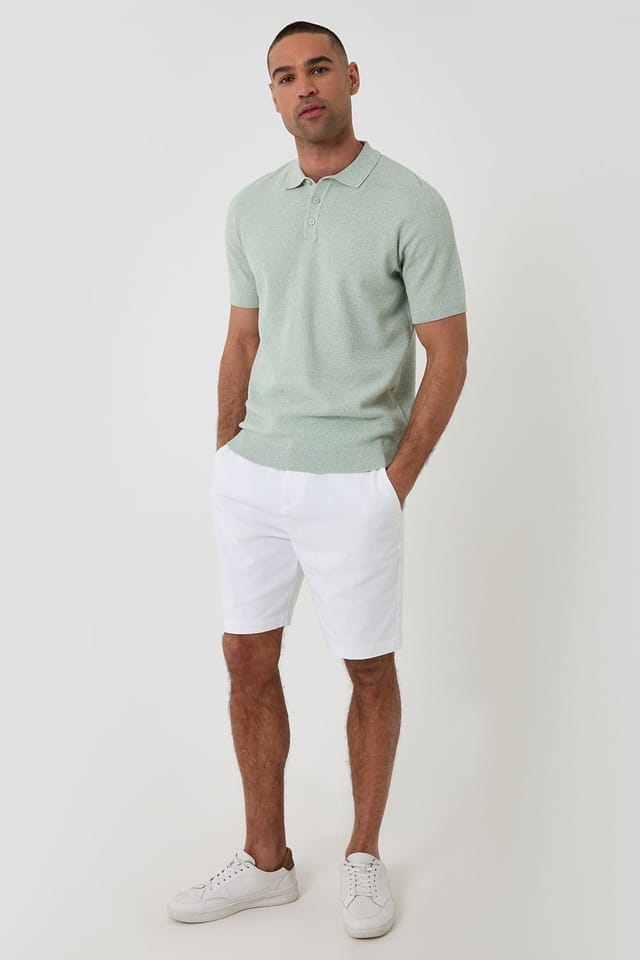 Threadbare threadbare Men's Moss Stitch Knitted Polo in Pale Green - 3