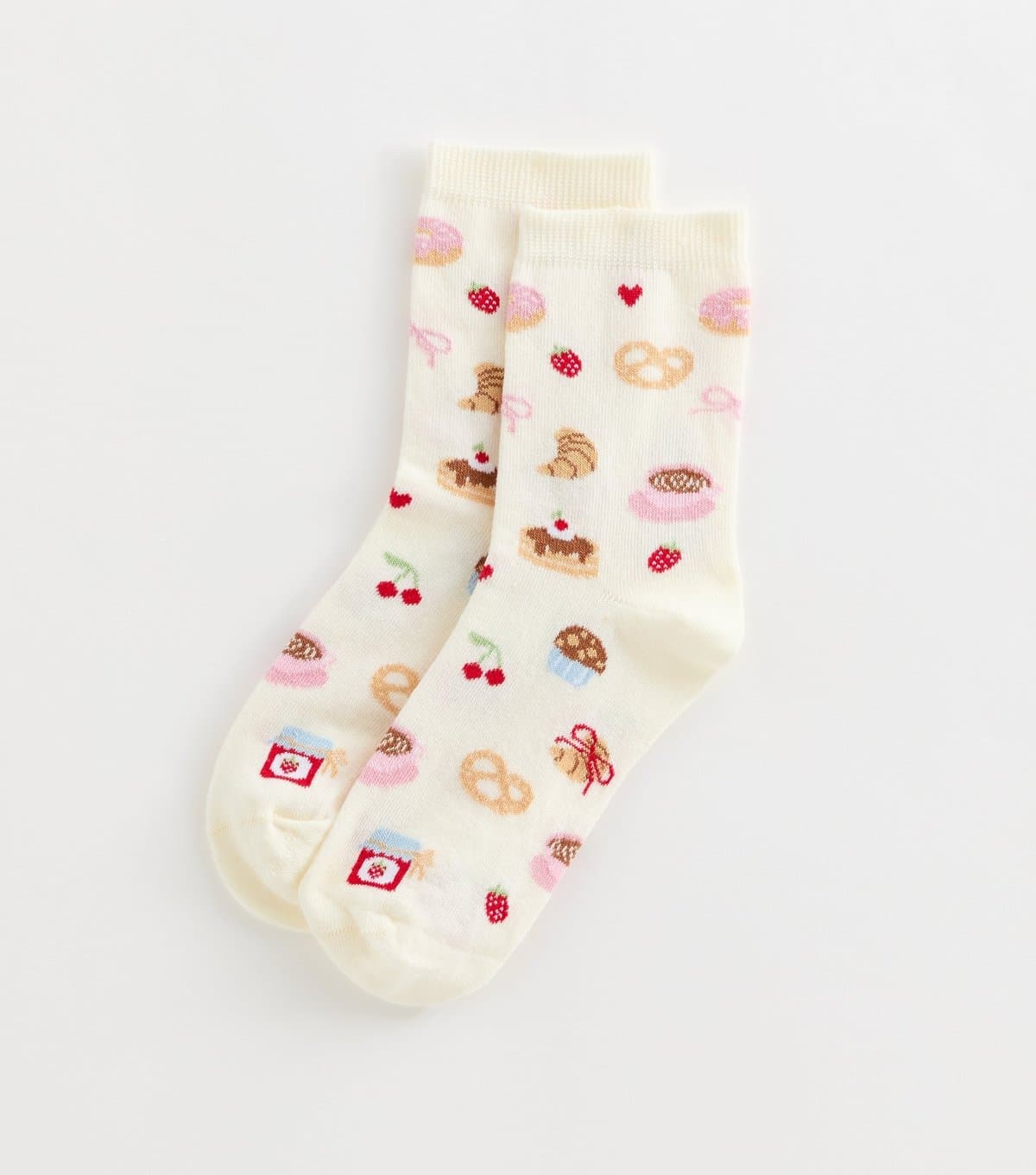 New Look Cream Cotton Rich Brunch Pattern Socks New Look
