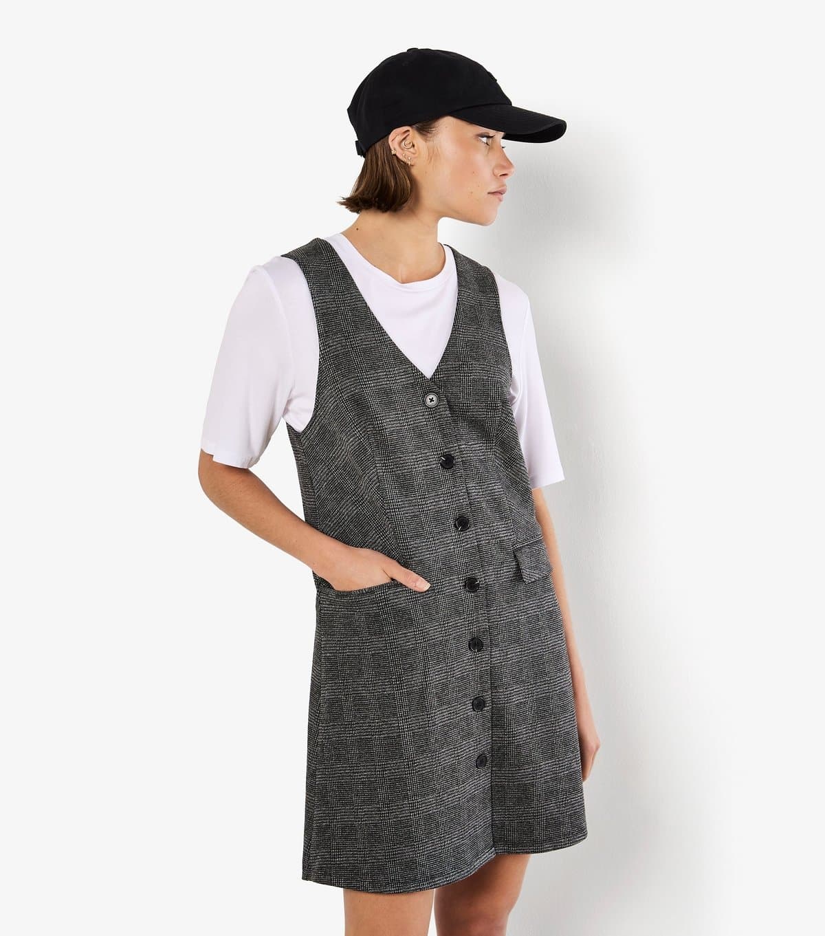 Apricot Women's Grey Prince of Wales Check Mini Dress Apricot New Look