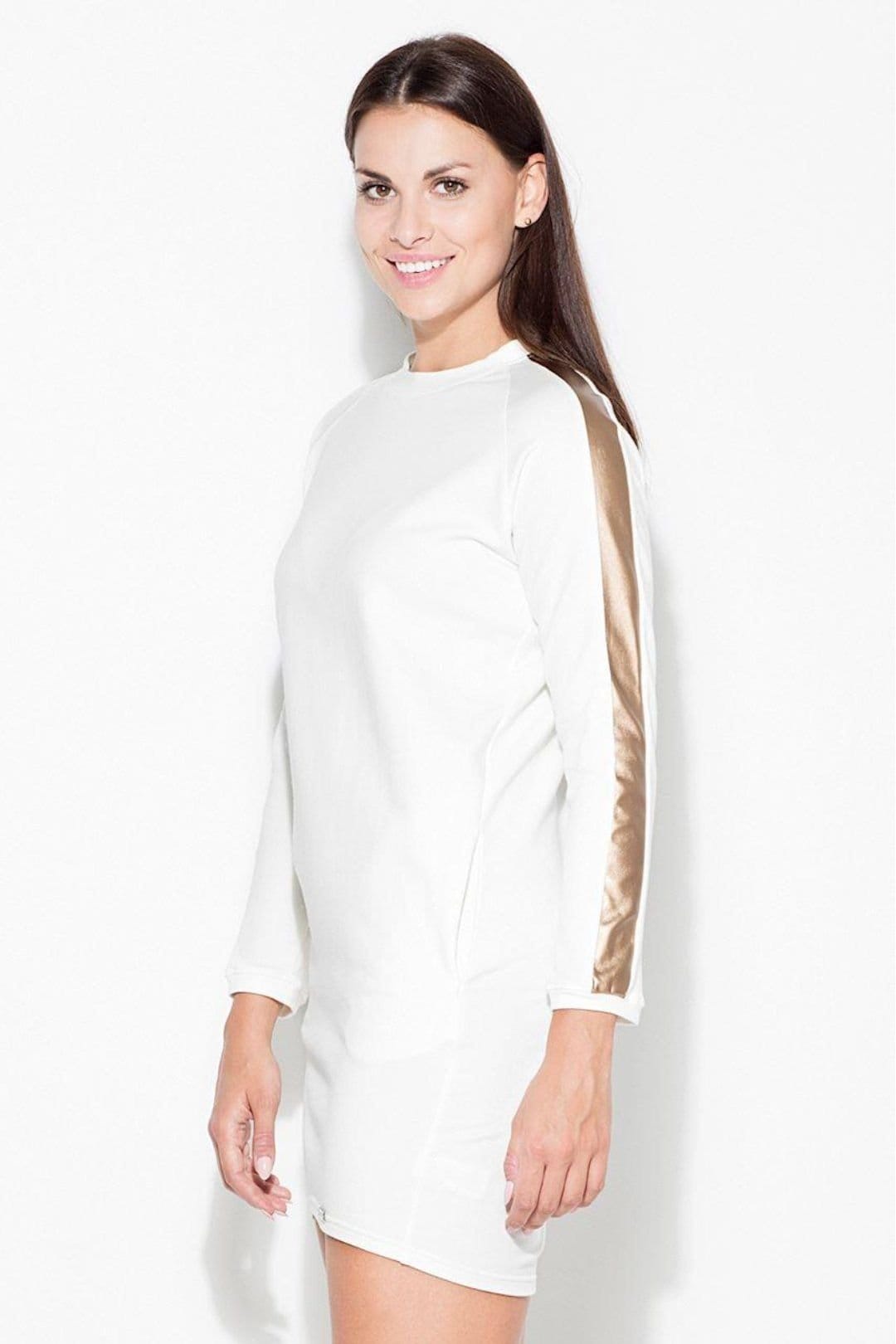 Love Lace White Metallic Stripe Bodycon Dress