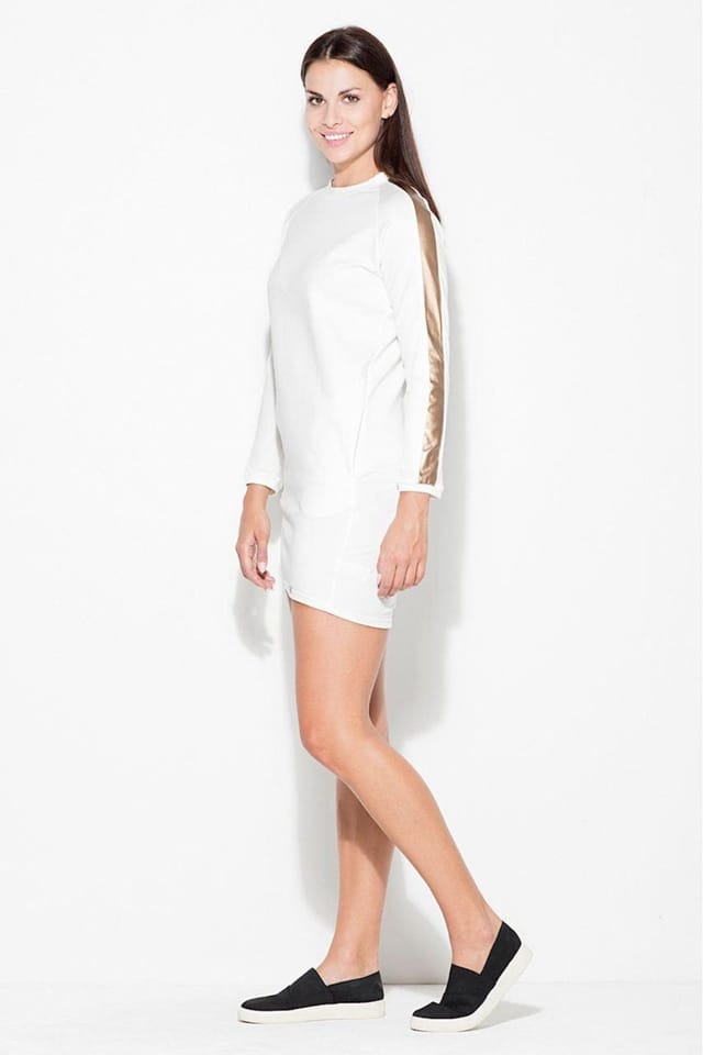 Love Lace Love Lace Women's Evening Round Neck Long Sleeve Gold Insert Dress Style 51582 in White - 2