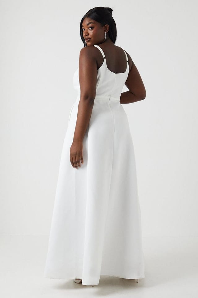Coast Coast Women's Plus Size Structured Satin Full Skirt Wedding Dress in Ivory - 3